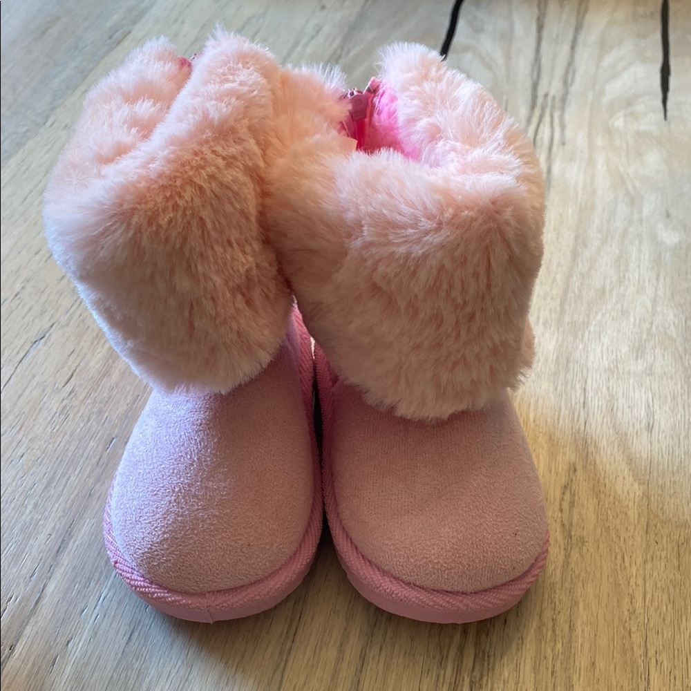 NWOT First Steps Faux Fur Pink Boots